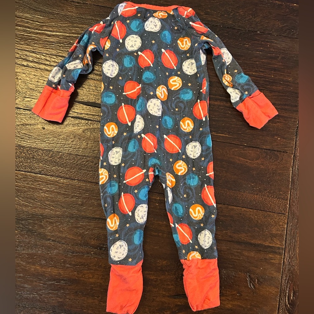 Space Themed Bamboo Footie Pajamas - Picture 2 of 4